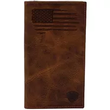 Cartera De Cuero Estilo Rodeo Con Bandera Marrón De Los Esta