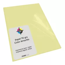 Papel Color Amarillo 70 Grs A4 X 100 Hojas Para Inkjet Laser