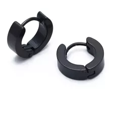 Par De Brinco Masculino Argolinha Preta Prata 13mm Piercing