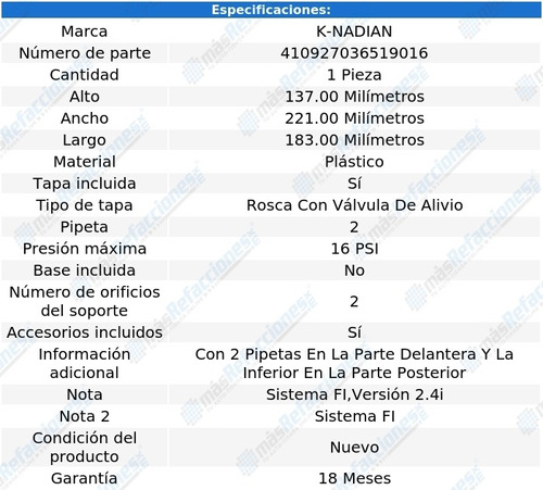 Deposito Anticongelante K-nadian Volvo V50 L5 2.4l 05 Al 10 Foto 3