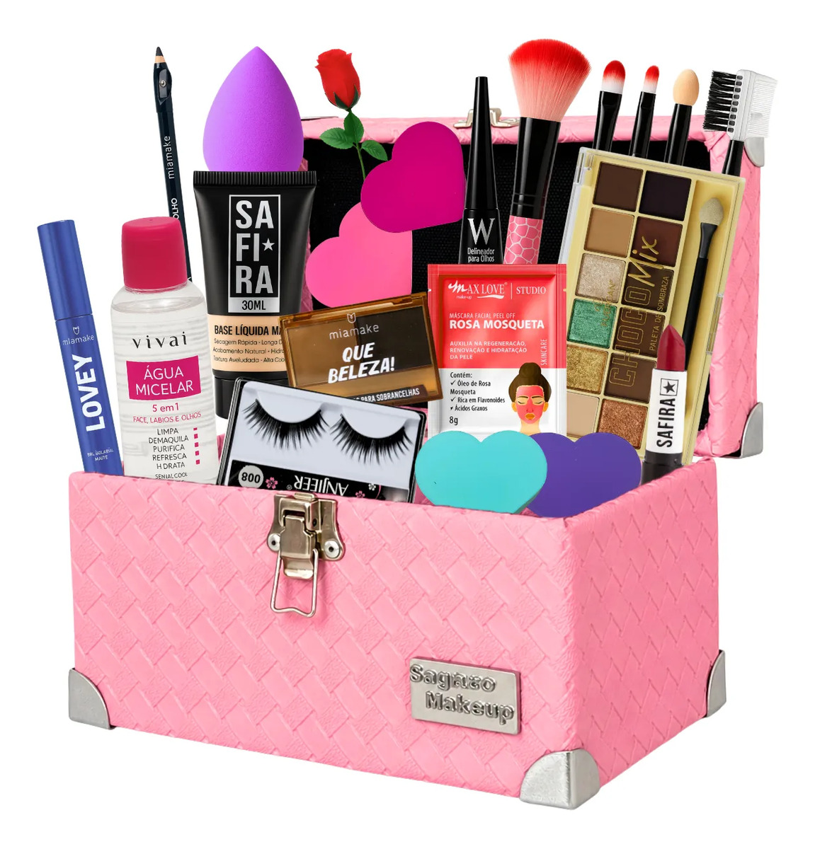 Kit Make Maleta Adolescentes Presente Pincel Profissional Pele Morena