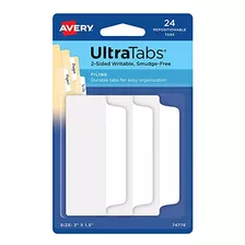 Ultra Tabs, 3 X 1.5 , 2-side Writable, White, 24 Repos...