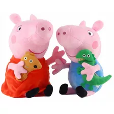 Kit 2 Boneco Peppa E Jorge 25cm Antialérgico Infantil Musica