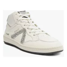 Schutz Tênis Cano Alto St Mid Couro Glitter Branco