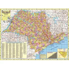 Mapa Do Estado De São Paulo - 120cm X 90cm Gigante Dobrado