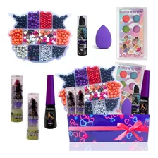 Kit Maquiagem Infantil Halloween Wandinha C/ Maleta Miçangas