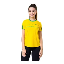 Camiseta Elite Brasil Logo Feminina - Amarelo E Verde