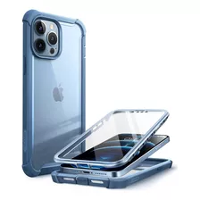 Funda Para iPhone 13 Pro 6.1 Transparente Azul Con Vidrio