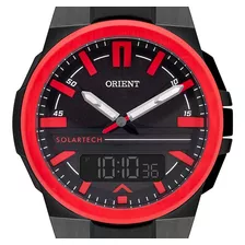 Relógio Orient Masculino Preto Vermelho Solar Tech Esportivo