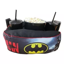 Almofada Com Bolso Porta Pipoca Balde + Copos Batman Logo 1