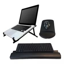 Kit Mousepad Apoio Teclado Punho Suporte Notebook Ergonômico