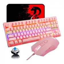 Teclado Mecánico Pink Ziyou Lang 80% Switches Azules + Mouse