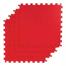 Kit 4 Tapete Tatame Vermelho Eva 1x1 10mm 100x100x1 Cm 4m²