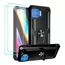 Funda Negra Para Moto One 5g Con Protector De Pantalla