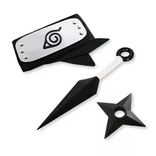 Kit Naruto Bandana Da Folha + Kunai 22cm + Shuriken 10cm