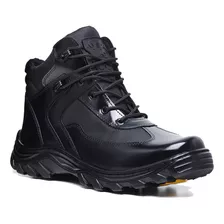 Bota Botina Coturno Militar Masculino Couro Brilho Palmilha 