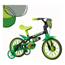 Bicicleta Com Rodinha Infantil Aro 12 Verde/preto Menino