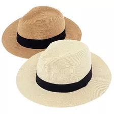 2 Sombreros De Playa De Paja Para El Sol