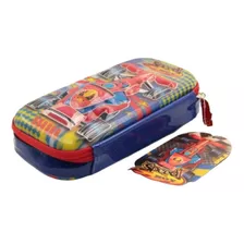 Estojo Porta Lápis Speed Boy Alto Carros Relevo Infantil 5d Cor Azul