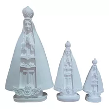 Kit 3 Nossa Senhora Aparecida Gesso Cru 30cm / 20cm / 14 Cm 