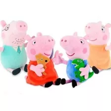 Peppa Pig E Familia De Pelúcia 4 Peças Mãe Pai George