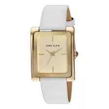 Reloj Mujer Anne Klein Correa De Piel 30 Mm Ak/2706chwt Color De La Correa Blanco Color Del Bisel Dorado Color Del Fondo Dorado