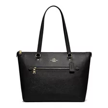 Bolsa Mujer Gallery Tote Coach Original Cuero Xgrain Negro Acabado De Los Herrajes Dorado Diseño De La Tela Liso