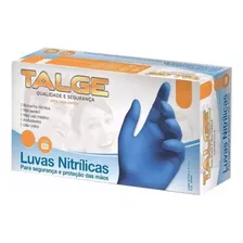 Luvas Descartáveis Antiderrapantes Talge Cor Azul Tamanho M De Nitrilo X 100 Unidades 