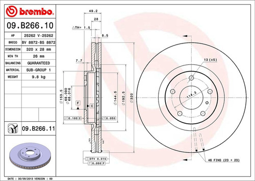 Disco Brembo Nissan Murano Ii Z51 2.5 Dci 4x4 2011-2013 D Pz Foto 2