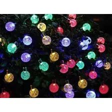 200 Luz Led Solar Bola De Cristal Luz Navidad 12m Mutilcolor