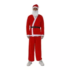 Roupa Papai Noel Fantasia Natalina Natal Tecido Cetim 5 Pçs