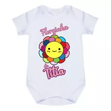 Bodies De Bebe Menina Branco Florzinha Da Titia Tia Premium