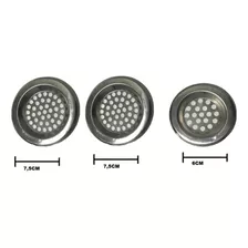 Kit 3 Ralo Pia Em Aço Tipo Inox 7,5cm 7,5cm 6cm