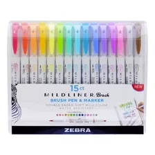 Marcadores Mildliner Brush Pen Punta Pincel Zebra 15 Piezas