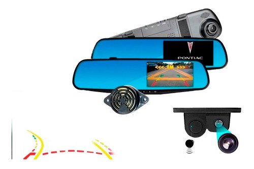 Espejo Retrovisor Dvr Sensor- Camara De Reversa Logo Pontiac Foto 2