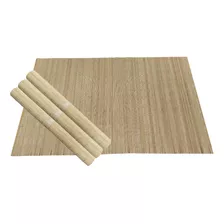 Jogo Americano Retangular Para Mesa Em Bambu Com 3 Peças Cor Bege