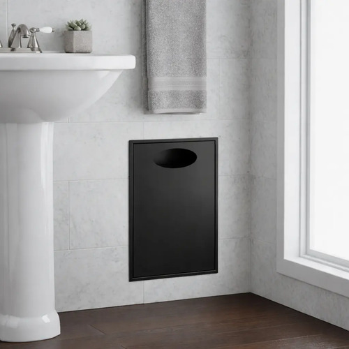 Lixeira Retangular Preta 15 L Para Parede Lavabo - Click Preto