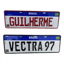  Placa Carro Decorativa Mercosul Em Alumínio Kit 2 Placas