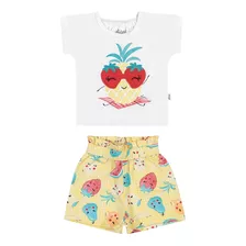 Conjunto Feminino Infantil Bebe 2 Peças Short E Blusa Frutas