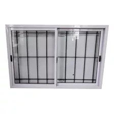 Ventana 150x100 Aluminio Blanco Vidrio Entero Con Reja