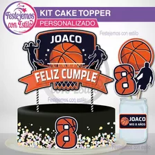 Kit Imprimible Cake Topper De Torta Personalizado Basquet