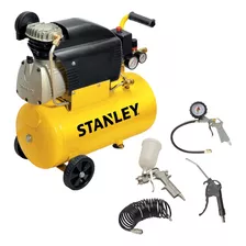 Compresor De Aire Stanley 24 Litros 2 Hp + Kit 4 Piezas