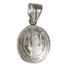 Medalla De San Benito Chica 1.7cm En Plata Fina 0.999