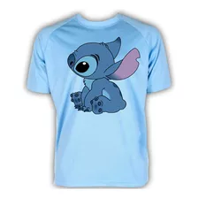 Remera Camiseta Celeste Stitch Dibujo