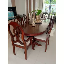 Comedor De Caoba Centenaria Pura De 8 Sillas Como Nuevo