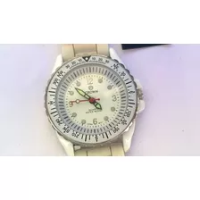 Reloj Crown Blanco Para Damas Diver Malla De Goma