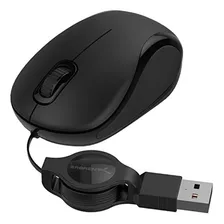 Mini Mouse Optico Usb De Viaje Con Cable Retractil