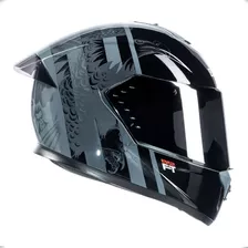 Capacete Moto Bieffe B-12 Ft Felipe Titto Cor Cinza Dark Com Preto Tamanho Do Capacete 60