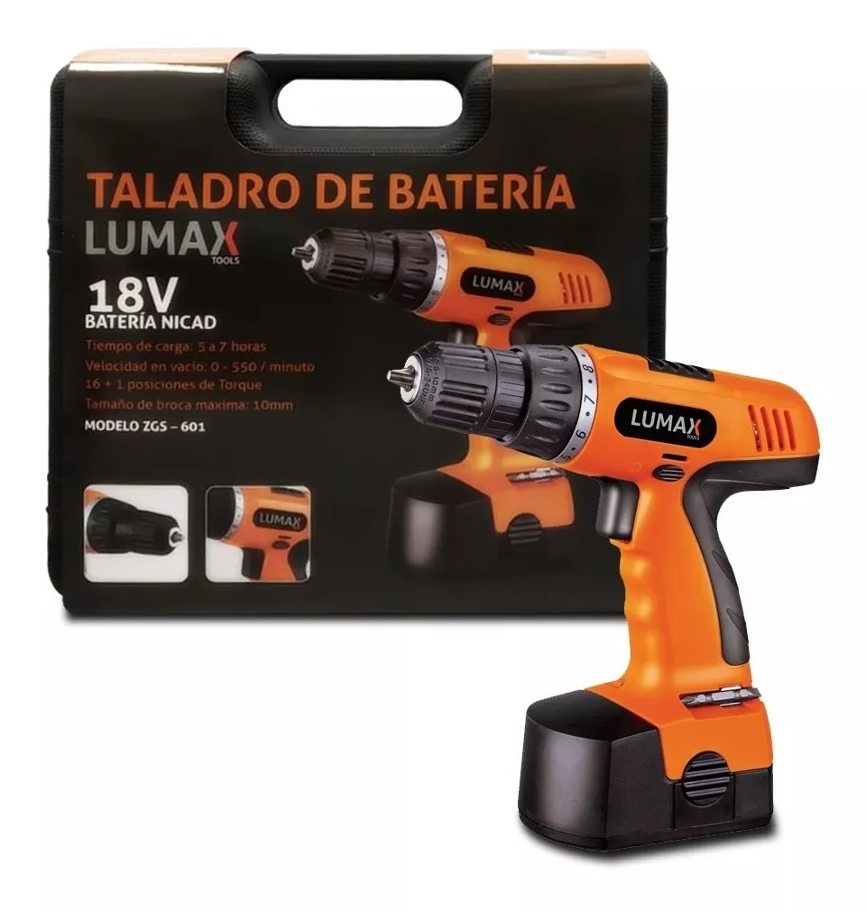 Taladro Atornillador Bateria 18v Lumax Con Maleta Premium