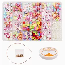 Kit Miçanga P/ Pulseira Colar Infantil 550 Peças + Brindes